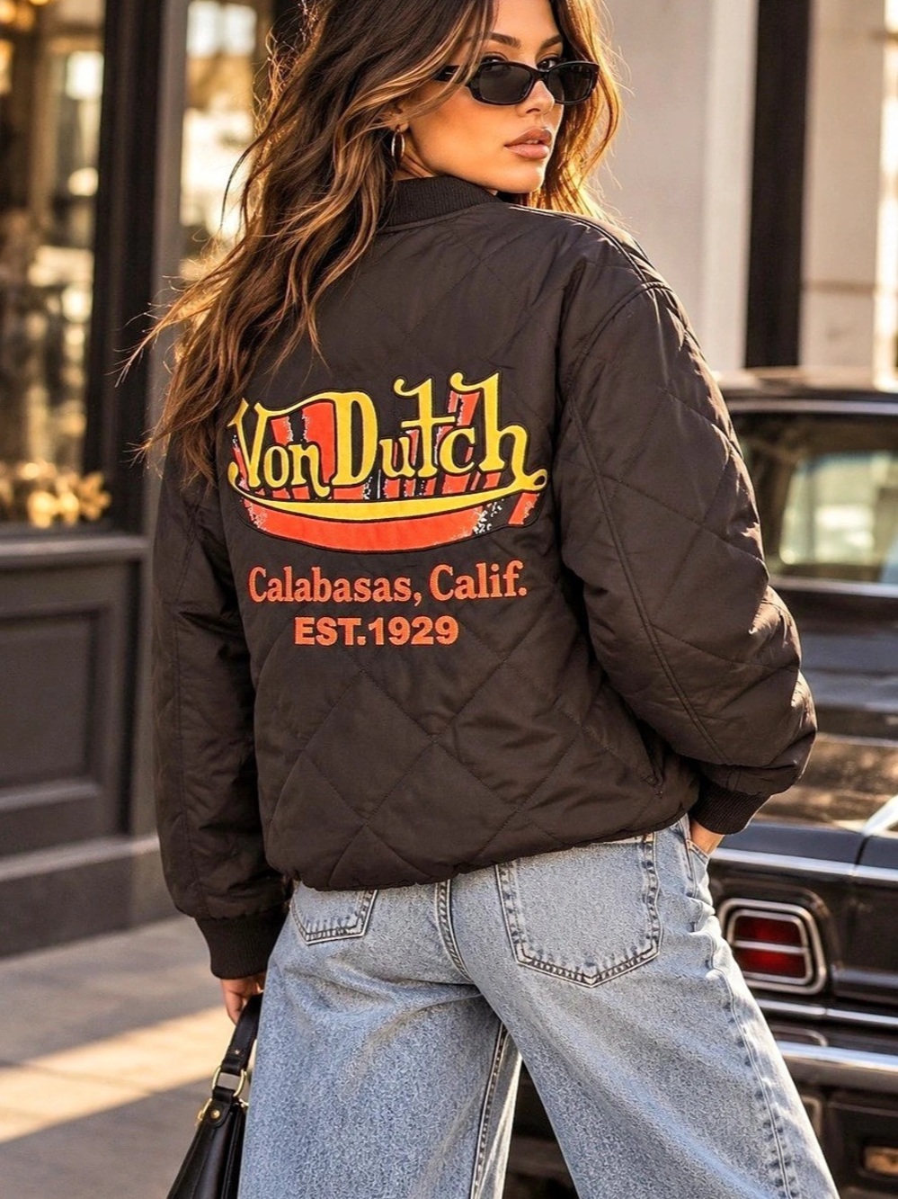 Von Dutch Original Patch Bomber Jacket Y2K